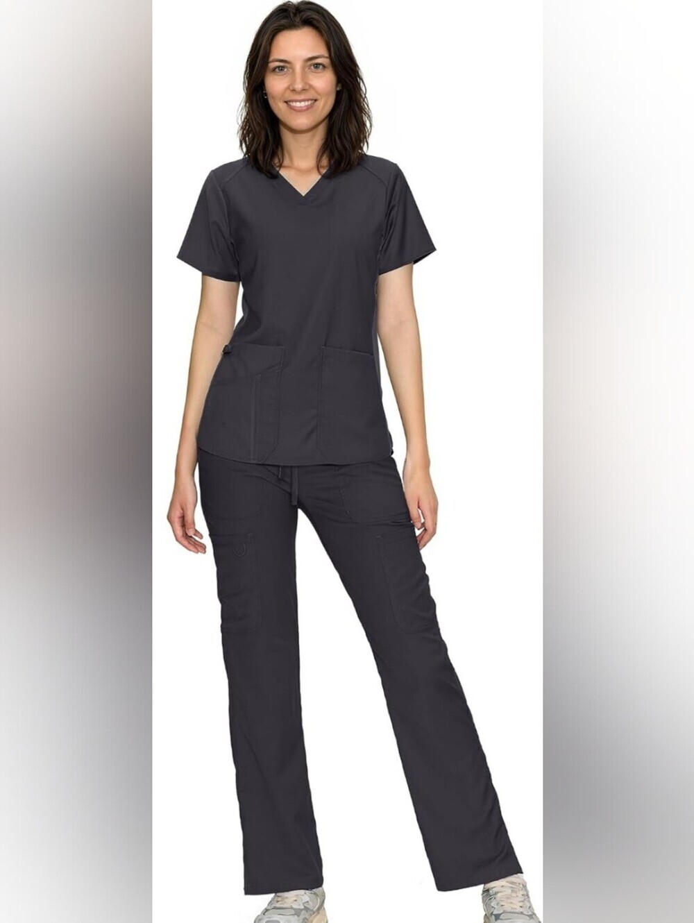 NWT COZYFIT Women's Scrub Set V-Neck Top & Straight Leg Cargo Pants L 9 Pockets